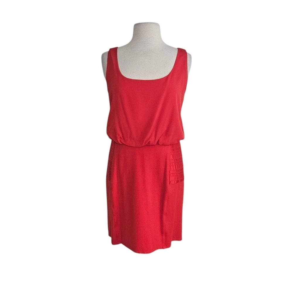 Gianni Bini Red-Orange Scoop Neck Blouson Mini Dress